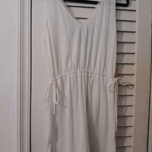 Kona Sol White Sleeveless Cotton Romper with Tie Detail